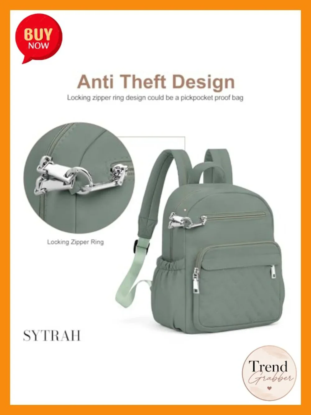 Anti-Theft Waterproof Backpack with Locking Zippers & Coin Purse